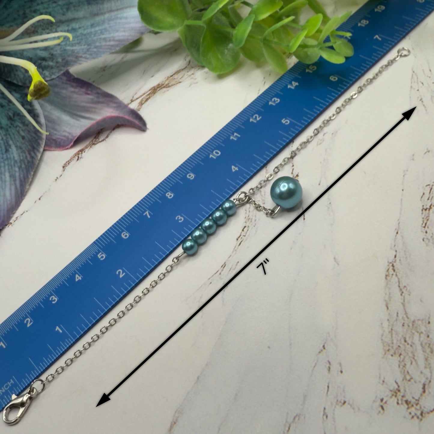 Turquoise Dusty Blue Pearl Drop Necklace & Earrings Set • 18 Inch Fashion Doll Jewelry