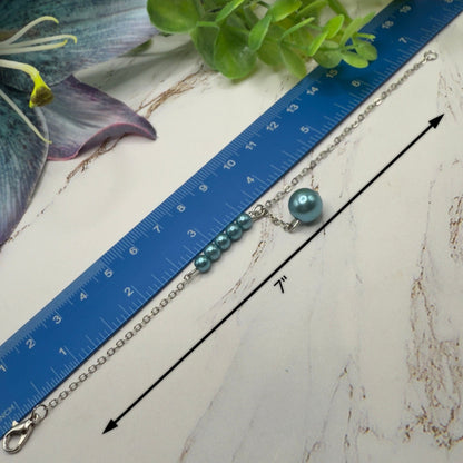 Turquoise Dusty Blue Pearl Drop Necklace & Earrings Set • 18 Inch Fashion Doll Jewelry