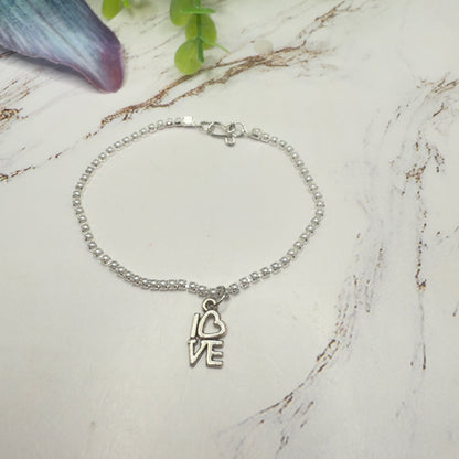 Silver Love Charm Pearl Cup Chain Doll Necklace • 18 Inch Fashion Doll Jewelry