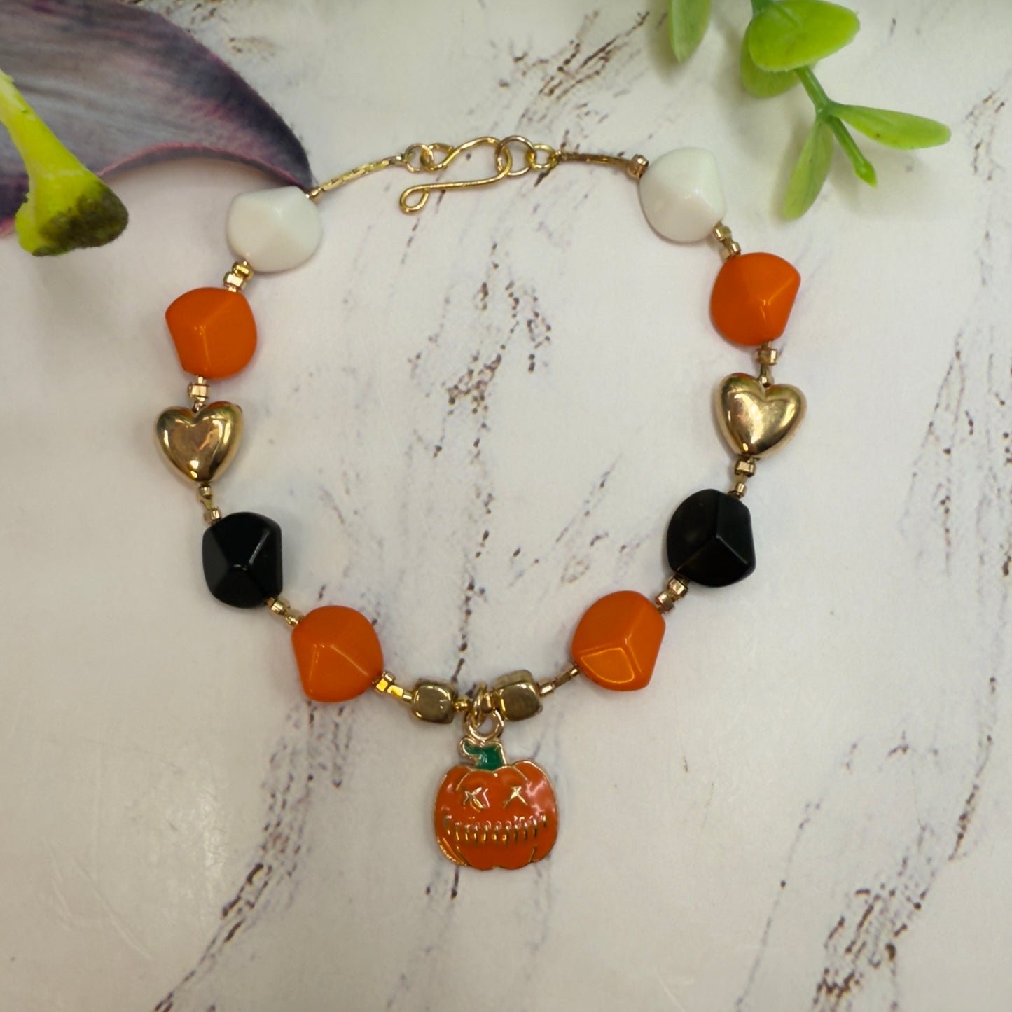 Pumpkin Halloween Charm Acrylic Beaded Doll Necklace • 18 Inch Fashion Doll Jewelry