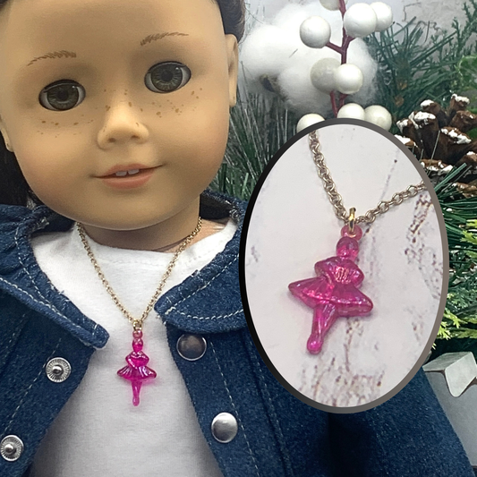 Pink Ballerina Dancer Pendant Doll Necklace •18 inch Fashion Doll Jewelry
