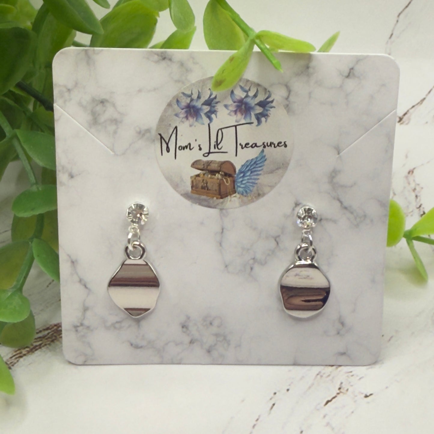 Silver Dangle Clear Rhinestone Post Doll Earrings • 18 Inch Fashion Doll Jewelry