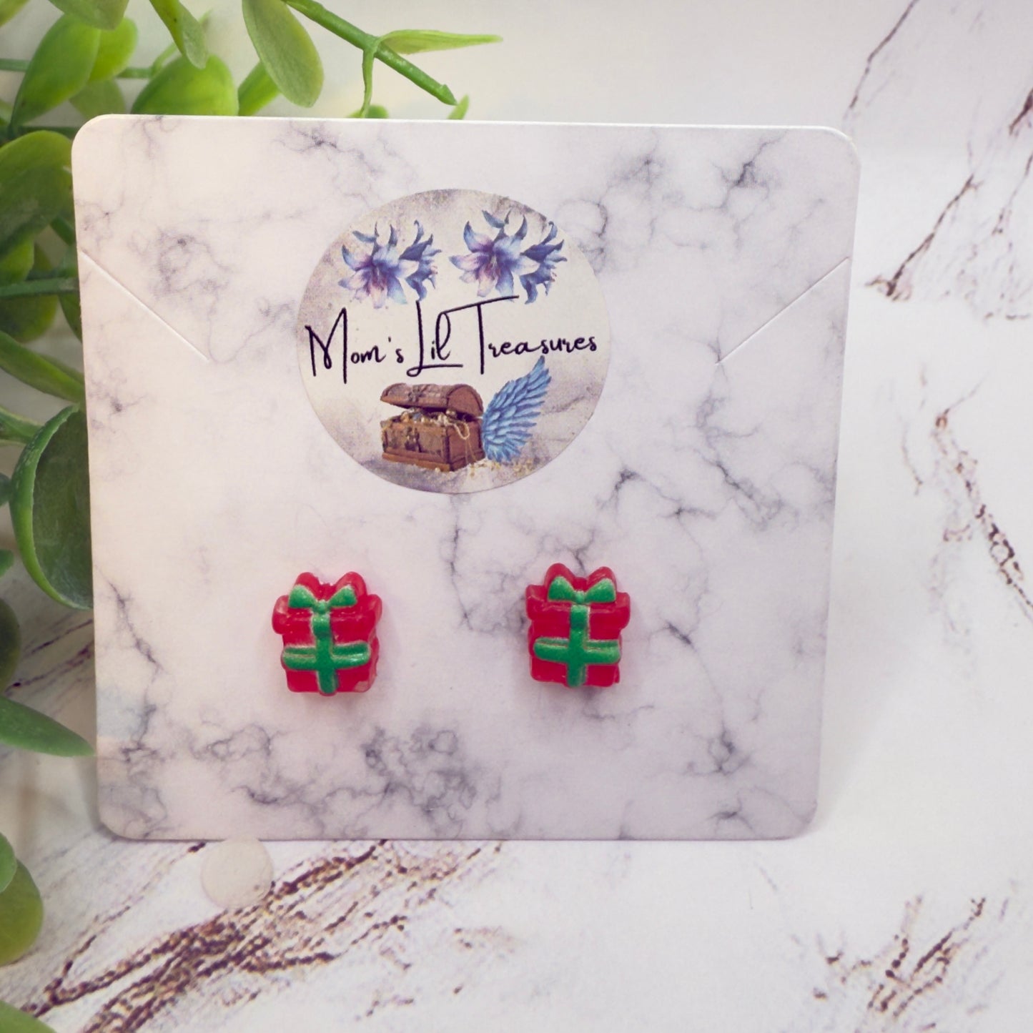 Red Green Christmas Present Gift Silicone Post Doll Earrings • 18 Inch Fashion Doll Jewelry