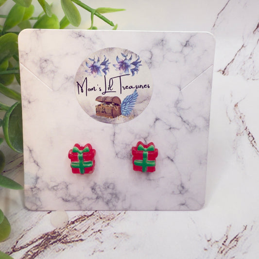 Red Green Christmas Present Gift Silicone Post Doll Earrings • 18 Inch Fashion Doll Jewelry