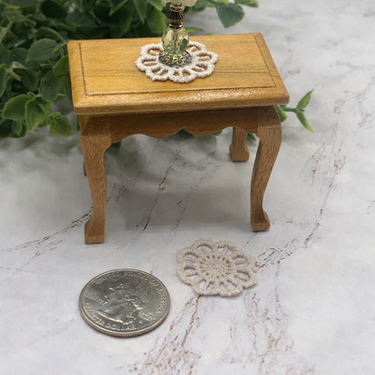 Set Of Three Beige Crochet Fabric Doily Doilies • Dollhouse Miniatures