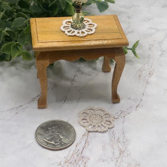 Set Of Three Beige Crochet Fabric Doily Doilies • Dollhouse Miniatures