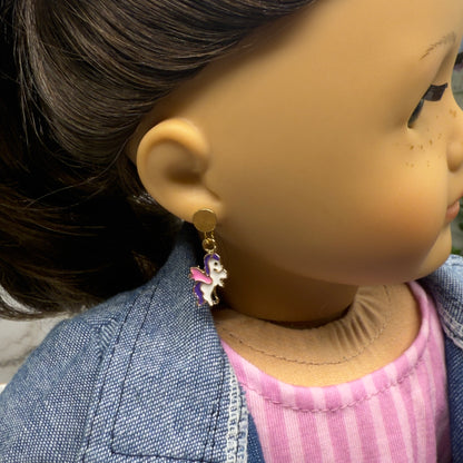 Unicorn Charm Doll Earring DANGLE ONLY •  Fits 2mm Post Earrings • 18” Fashion Doll Jewelry