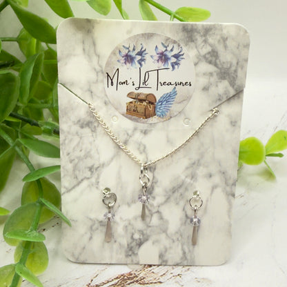 Silver & Clear Crystal Dangle Doll Necklace & Earrings • 16 Inch Fashion Doll Jewelry