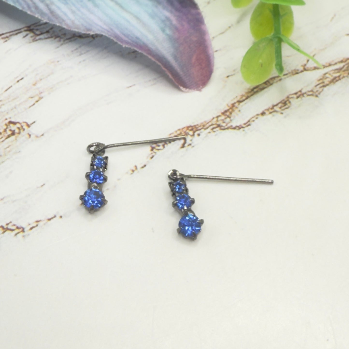 Blue Rhinestone Dangle Doll Earrings • 16 Inch Fashion Doll Jewelry