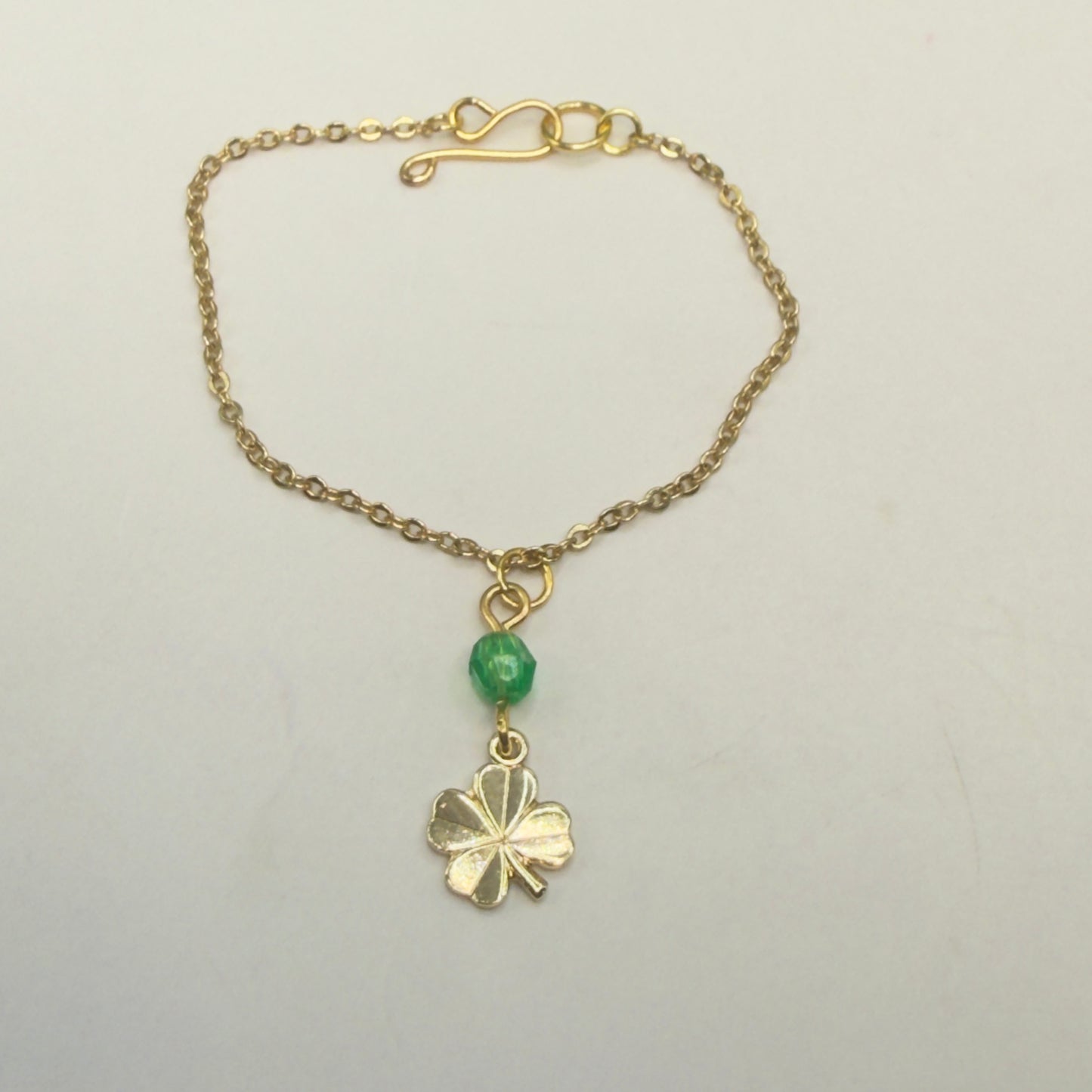 Gold Clover Charm Green Crystal Accent Doll Necklace • 14 Inch Fashion Doll Jewelry