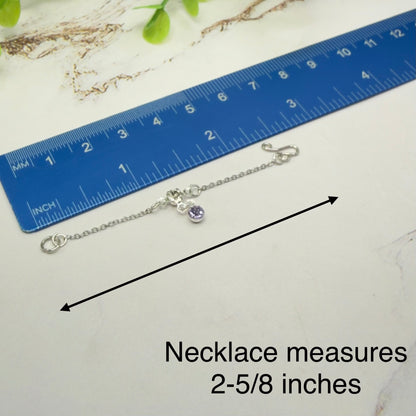 Clear & Light Purple Silver Doll Necklace & Earrings • 16 Inch Fashion Doll Jewelry