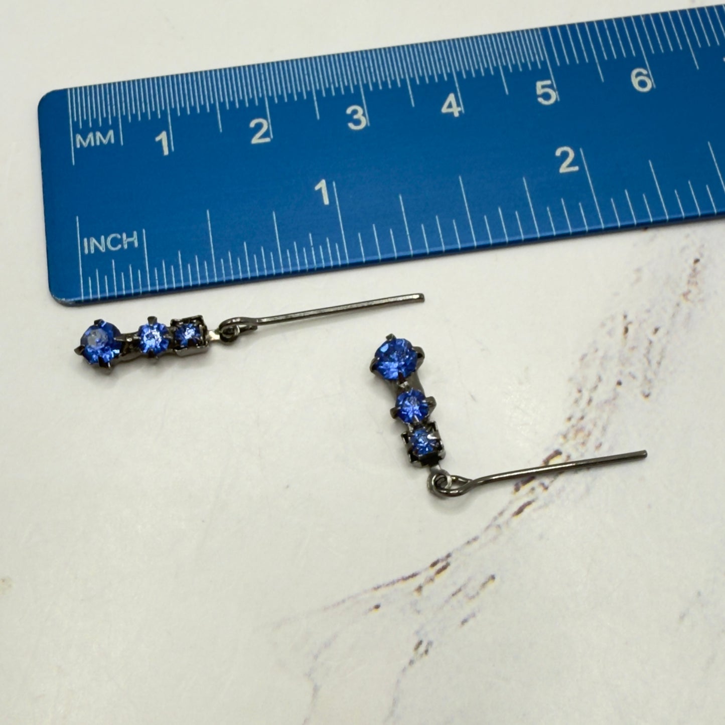 Blue Rhinestone Dangle Doll Earrings • 16 Inch Fashion Doll Jewelry