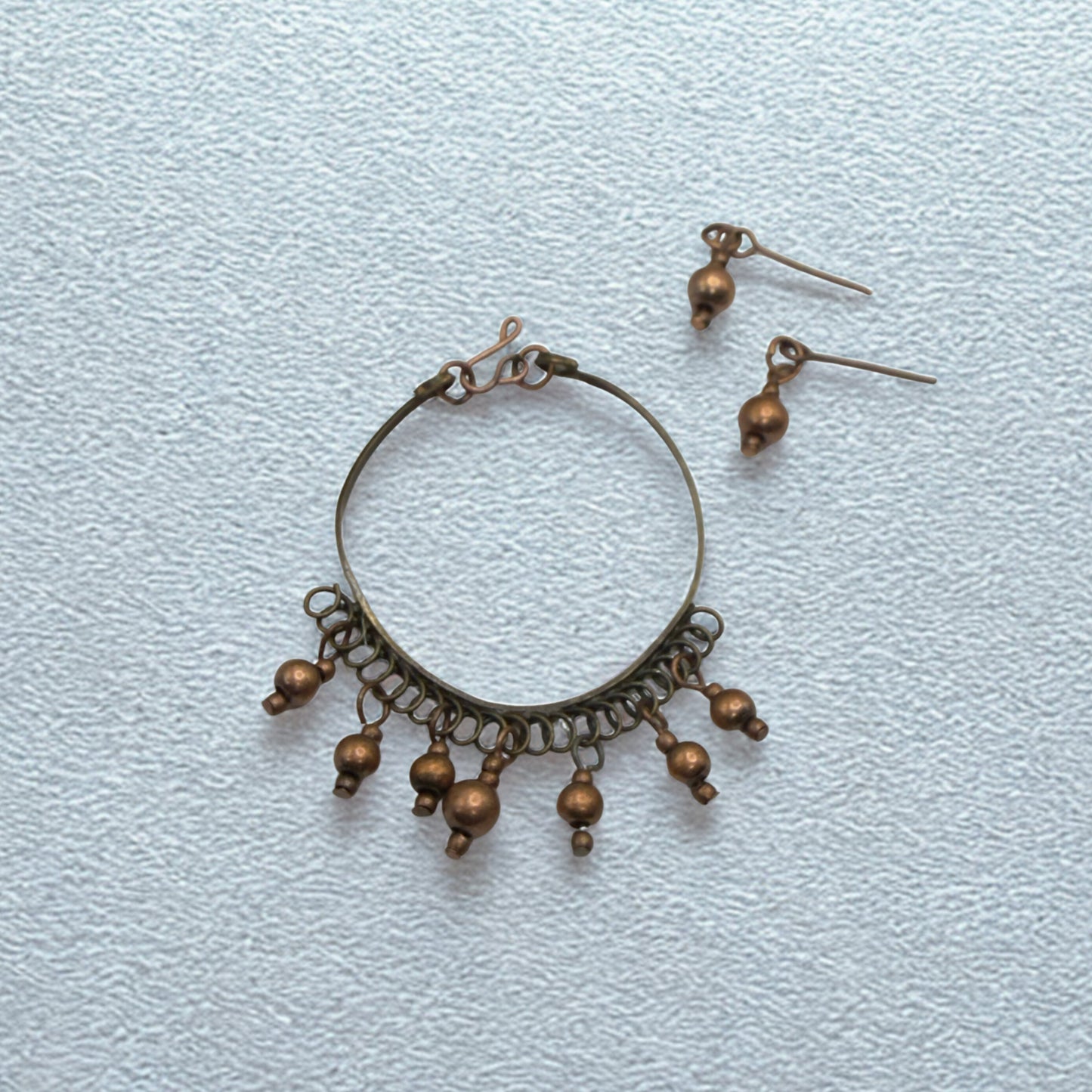 Copper Bronze Dangle Bib Style Doll Necklace & Earrings Set • 16 Inch Fashion Doll Jewelry
