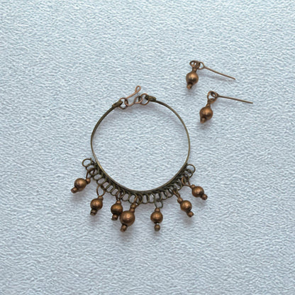 Copper Bronze Dangle Bib Style Doll Necklace & Earrings Set • 16 Inch Fashion Doll Jewelry