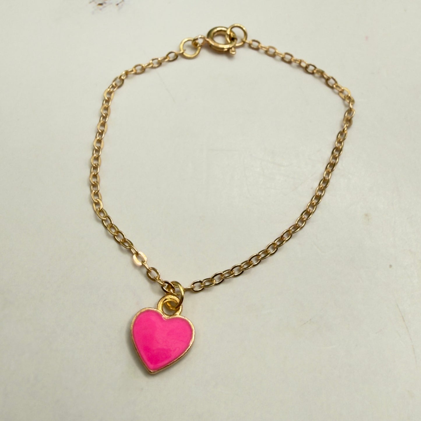 Pink Heart Charm Gold Chain Doll Necklace • 18 Inch Fashion Doll Jewelry