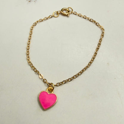 Pink Heart Charm Gold Chain Doll Necklace • 18 Inch Fashion Doll Jewelry