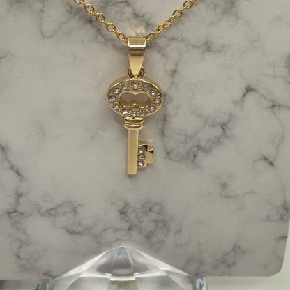 Gold Key Rhinestone Accent Pendant Doll Necklace • 18 Inch Fashion Doll Jewelry