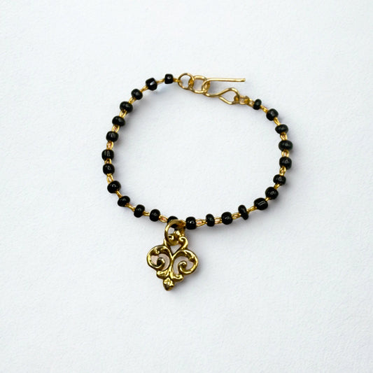 Black Glass Beaded Gold Chain Filigree Pendant Doll Necklace • 16 Inch Fashion Doll Jewelry