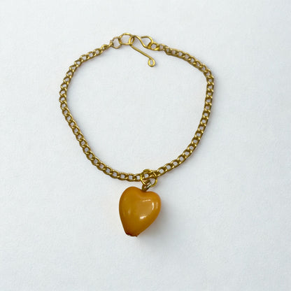 Orange Heart Charm Gold Chain Doll Necklace • 14 Inch Doll Jewelry