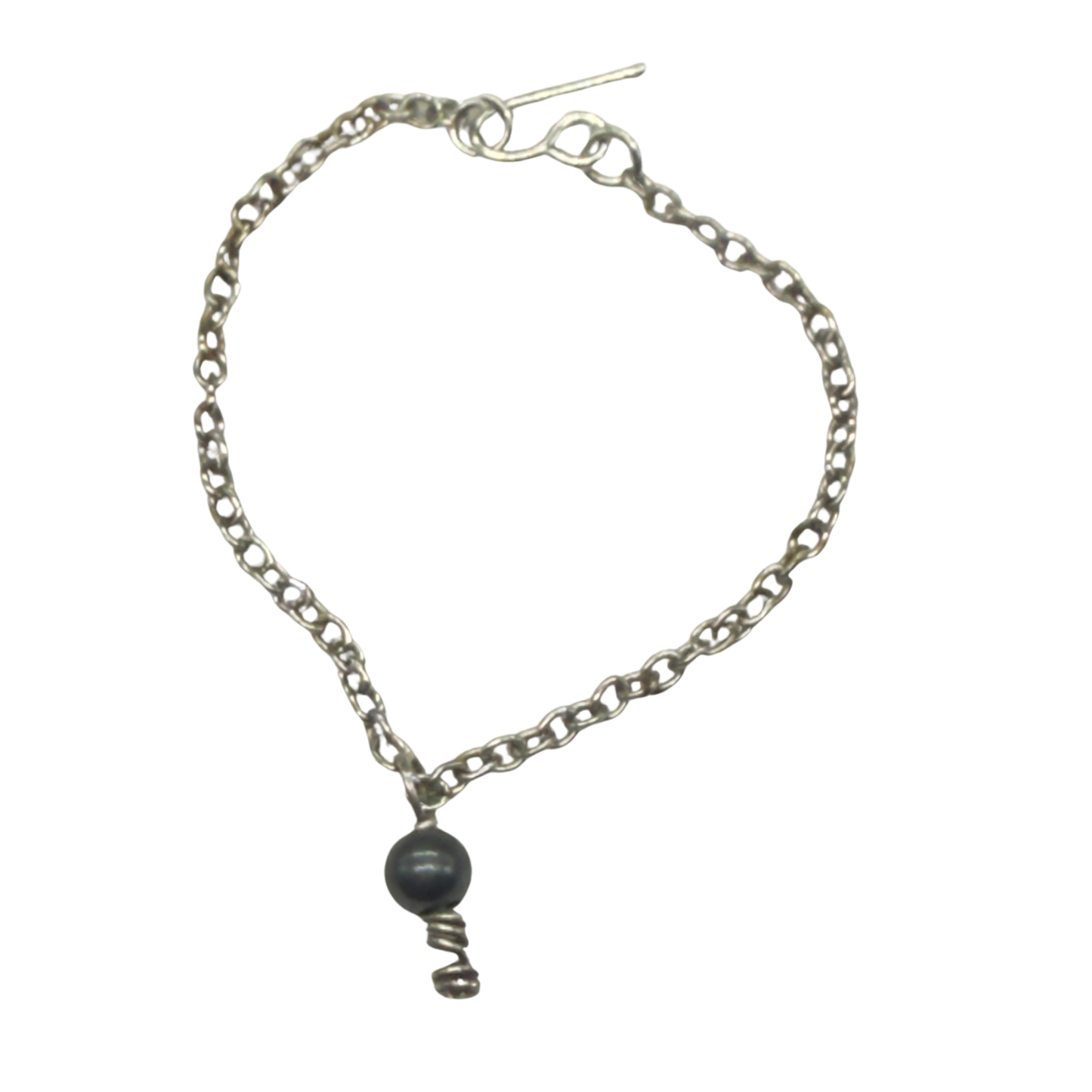 Metallic Gray Pearl Drop Pendant Silver Doll Necklace • 16” Fashion Doll Jewelry