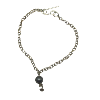 Metallic Gray Pearl Drop Pendant Silver Doll Necklace • 16” Fashion Doll Jewelry