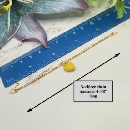 Yellow Heart Charm Gold Chain Doll Necklace• 14 Inch Doll Jewelry