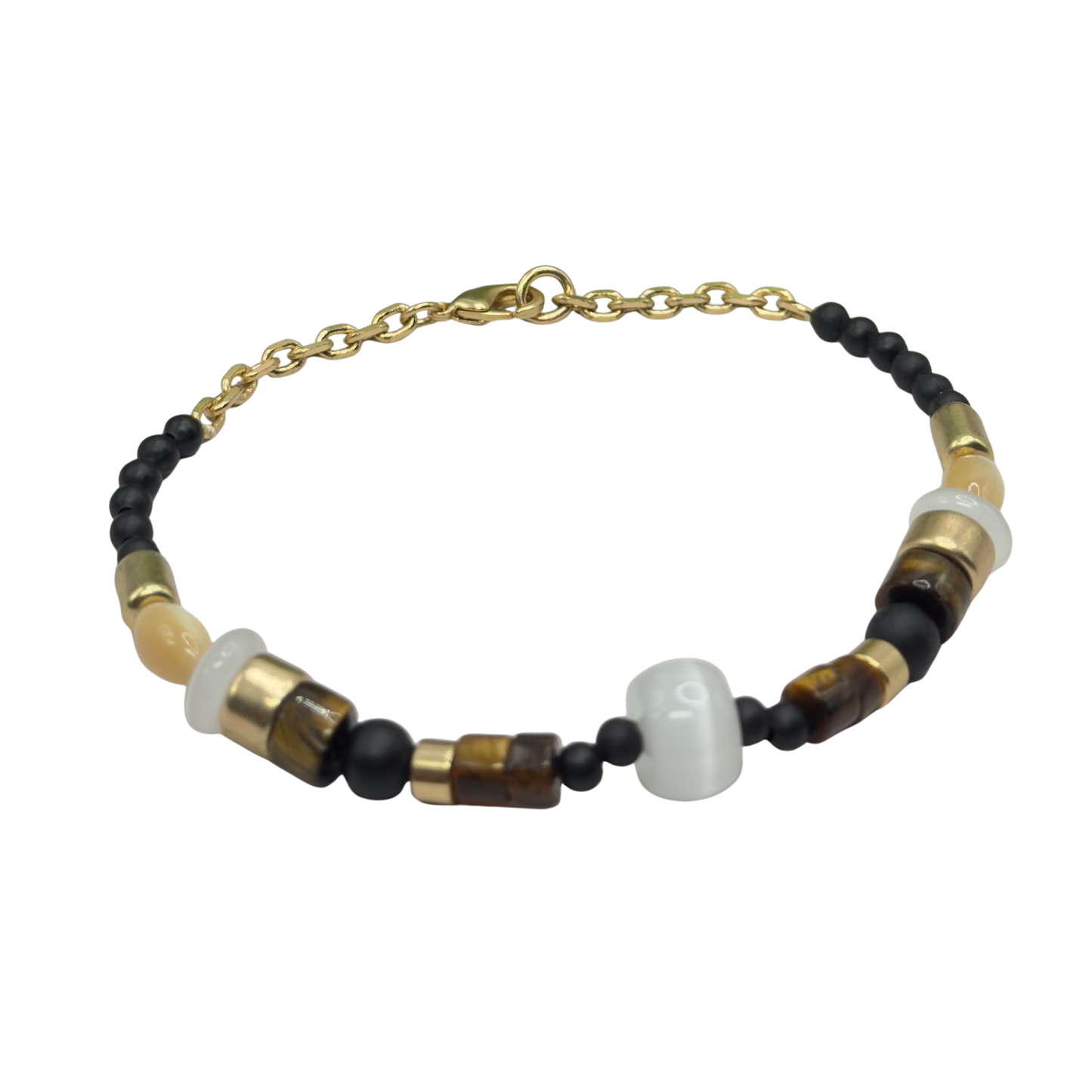 Multi Color Shape Brown Gold Beaded Doll Necklace • 18 Inch Fashion Doll Jewelry