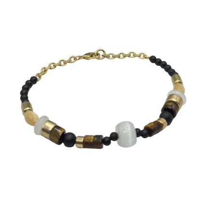 Multi Color Shape Brown Gold Beaded Doll Necklace • 18 Inch Fashion Doll Jewelry