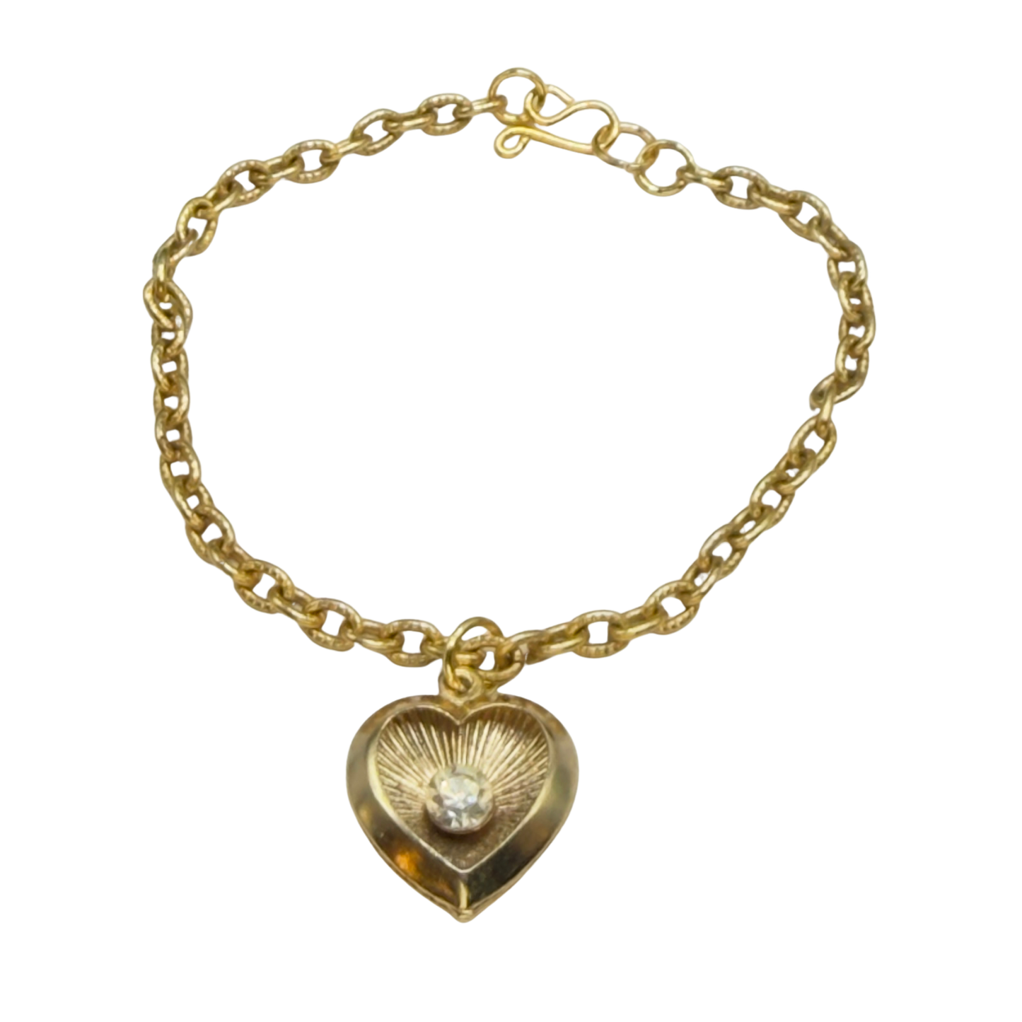 Gold Heart Charm Clear Rhinestone Center Doll Necklace • 18 Inch Fashion Doll Jewelry