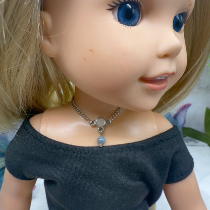 Gray Drop MOP Look Doll Necklace • 14 Inch Fashion Doll Jewelry