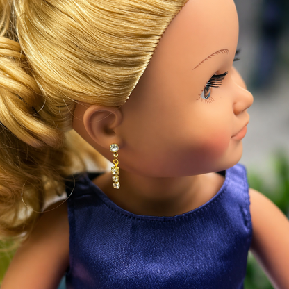 Clear 3 Rhinestone Drop Dangle Post Doll Earrings 
 • 18 Inch Fashion Doll Jewelry