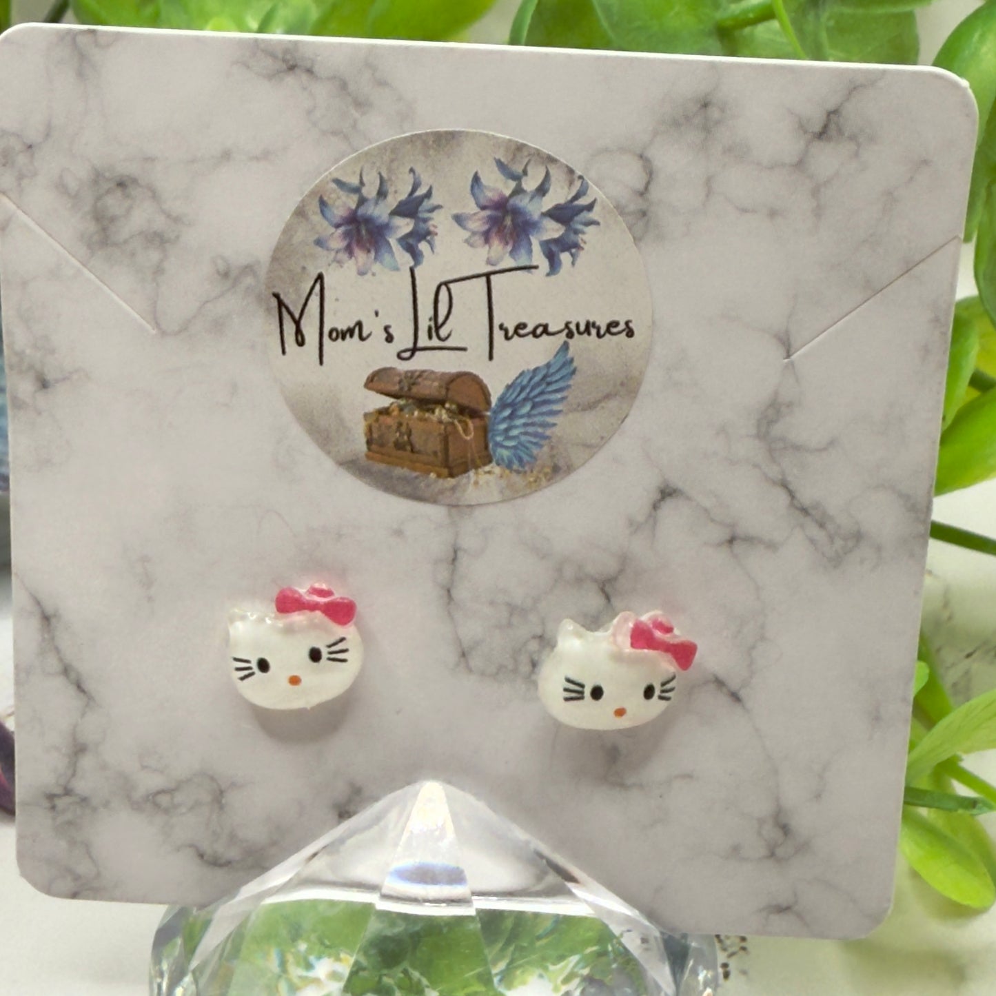 Hello Cat Kitty Pink Bow Post Doll Earrings • 2mm Post for 18 Inch Fashion Doll
