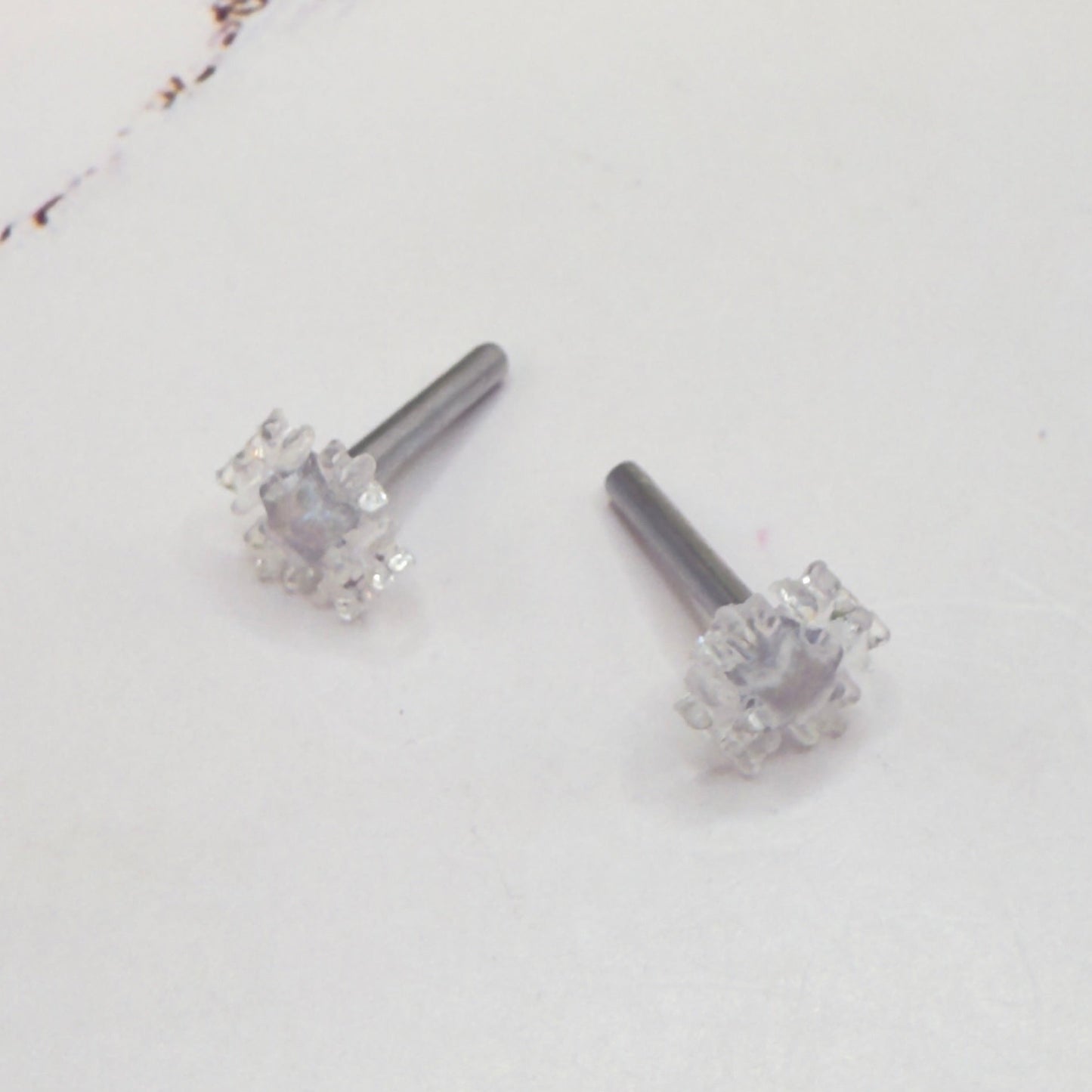 Acrylic Clear Glittery  Snowflake Post Doll Earrings • 2mm Post for 18 Inch Fashion Doll