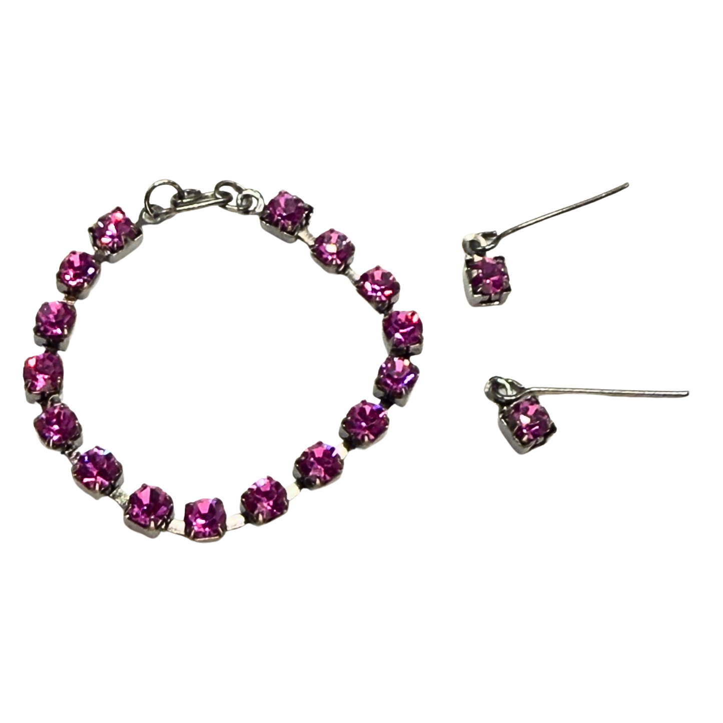 Hot Pink Rhinestone Doll Necklace & Earrings • 14 Inch Fashion Doll Jewelry