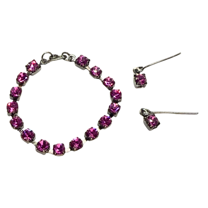 Hot Pink Rhinestone Doll Necklace & Earrings • 14 Inch Fashion Doll Jewelry