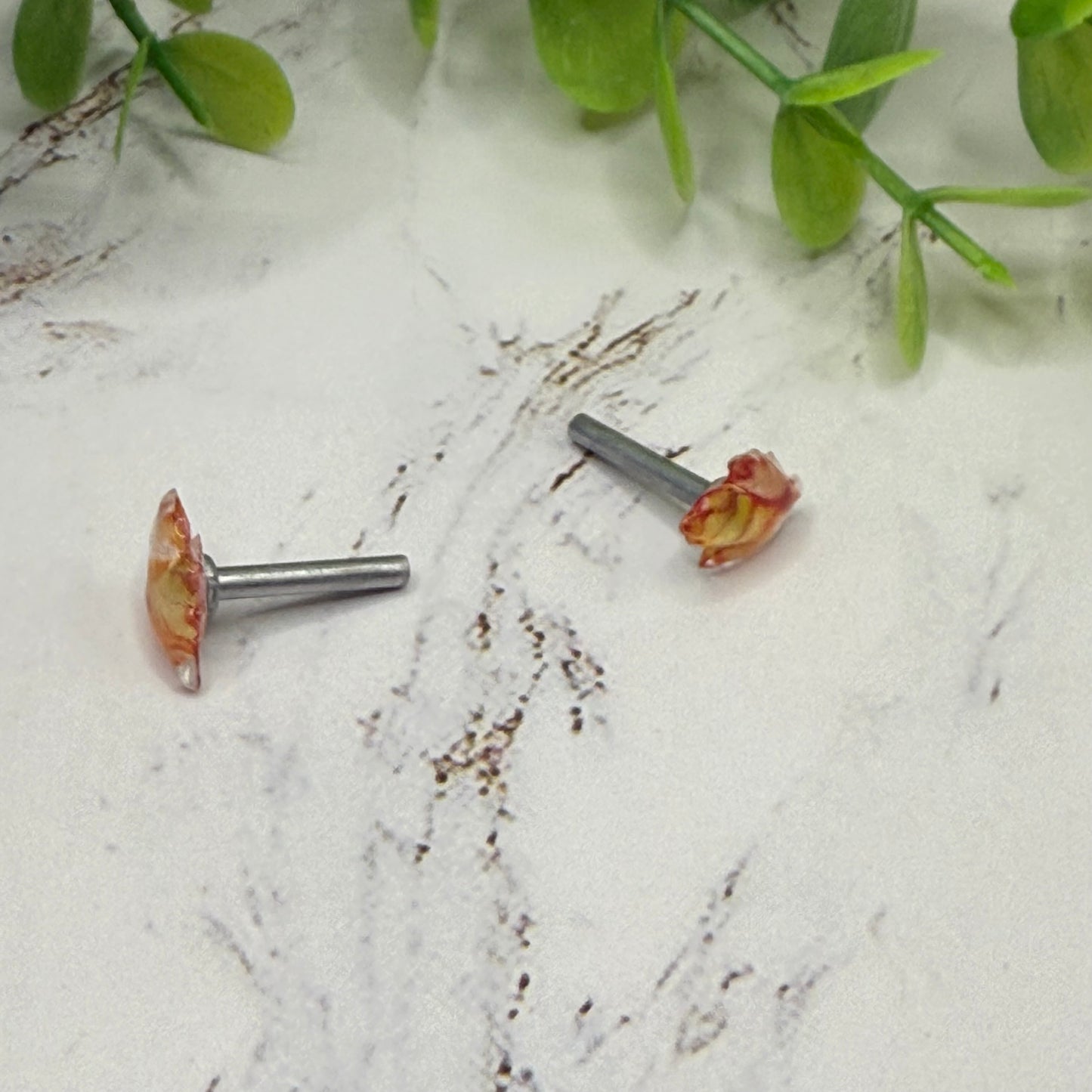 Orange Golden Autumn Fall Leaf Post Doll Earrings • 2mm Post for 18 Inch Fashion Doll