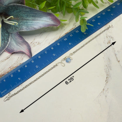 Blue Glass Heart Charm Silver Chain Doll Necklace • 18 Inch Fashion Doll Jewelry