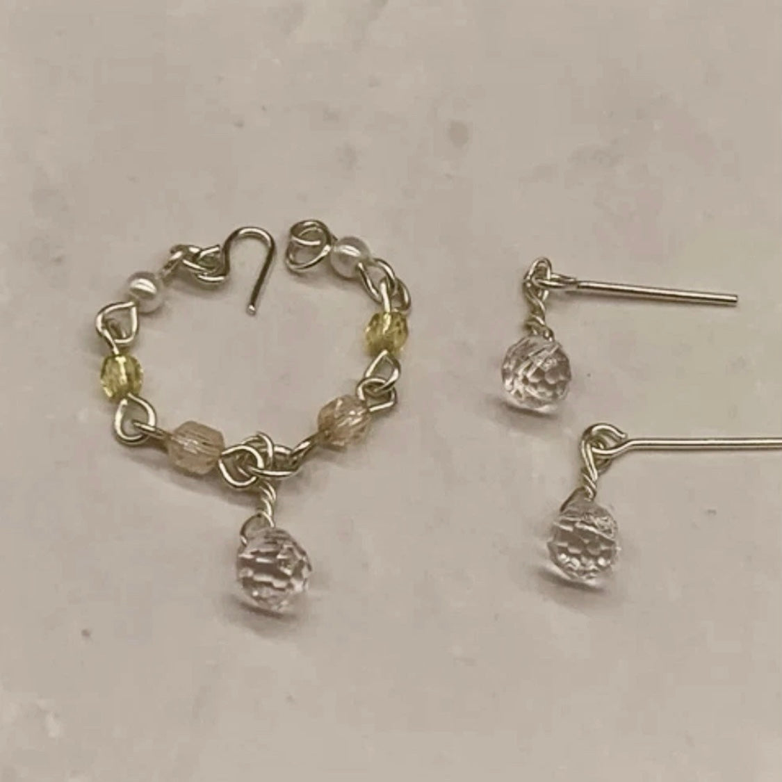 Crystal Acrylic Dangle Doll Necklace Earrings Set • 16” Fashion Doll Jewelry