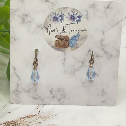 Light Blue Glass Crystal Dangle Earrings • 10-12 Inch Fashion Doll Jewelry 1:6