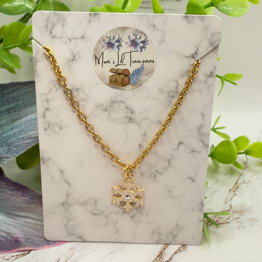 Gold Chain Snowflake Charm Doll Necklace • 18 Inch Fashion Doll Jewelry