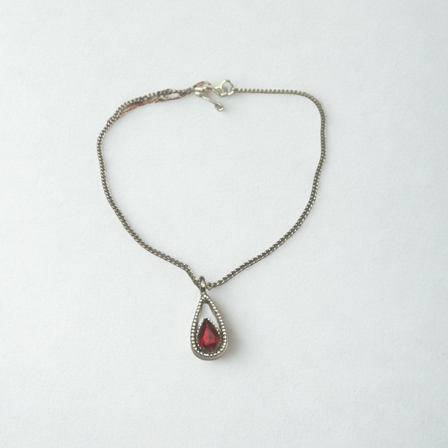 Red Teardrop Rhinestone Pendant Silver Chain Doll Necklace • 18 Inch Fashion Doll Jewelry