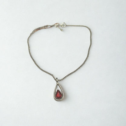 Red Teardrop Rhinestone Pendant Silver Chain Doll Necklace • 18 Inch Fashion Doll Jewelry