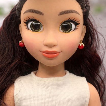 Red Drop Flower Petal Design Dangle Doll Earrings for 18 Inch Fashion Doll Jewelry