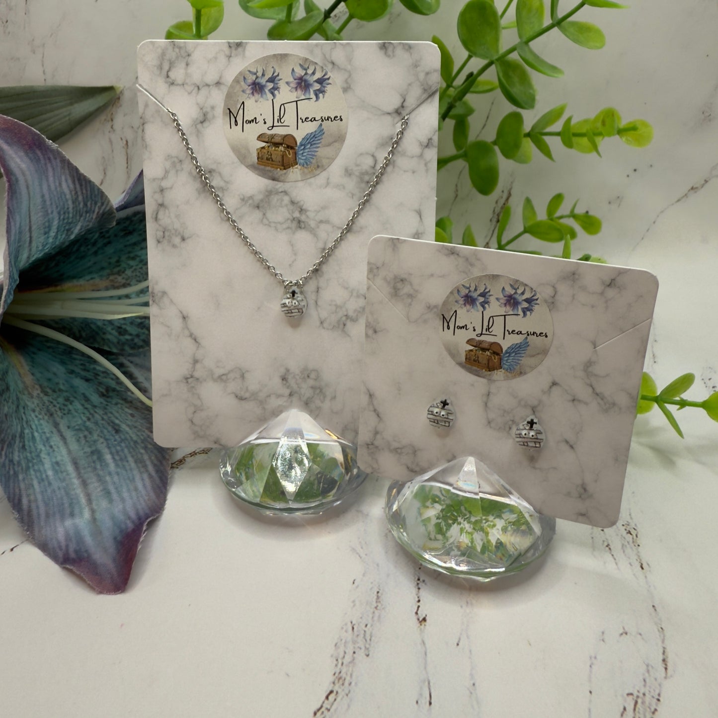 Mummy Halloween Doll Necklace and Earrings Set • 14 Inch Doll Jewelry