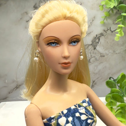 Silver Hoop & Pearl Dangle Doll Earrings • 16 Inch Fashion Doll Jewelry