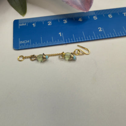 Green Blue Dangle Tassel Style Doll Necklace & Earrings Set • 16 Inch Fashion Doll Jewelry •
