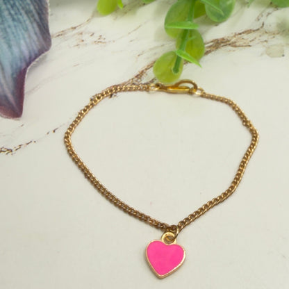Pink Heart Pendant Gold Chain Doll Necklace • 18 Inch Fashion Doll Jewelry