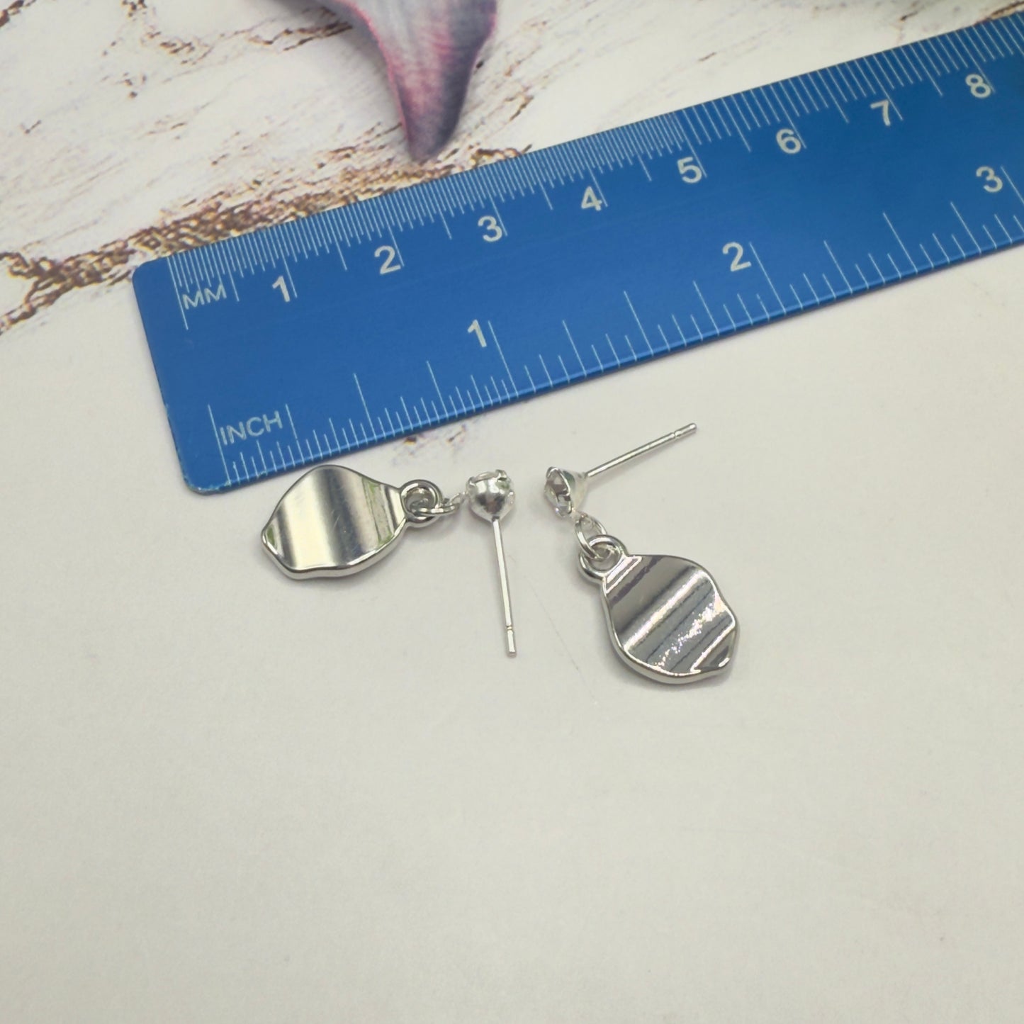 Silver Dangle Clear Rhinestone Post Doll Earrings • 18 Inch Fashion Doll Jewelry