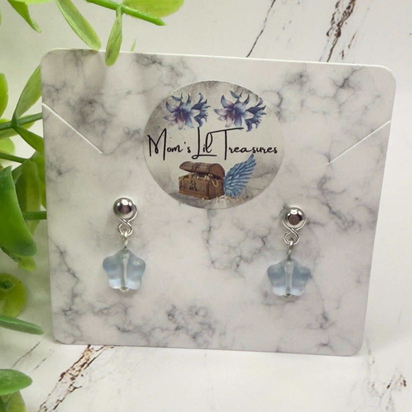 Light Blue Pearly Star Doll Earring DANGLE ONLY • 18” Fashion Doll Jewelry