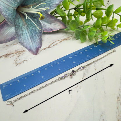 Pink Purple Rhinestone Silver Doll Necklace & Earrings Set • 18 Inch Fashion Doll Jewelry